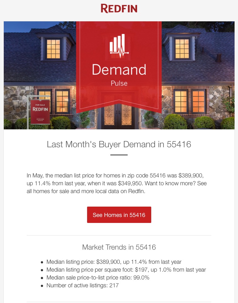redfin triggered email